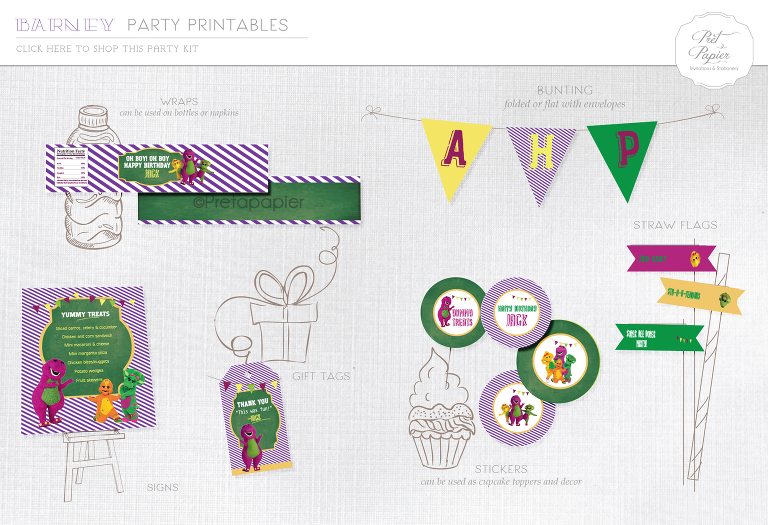 Barney party printables