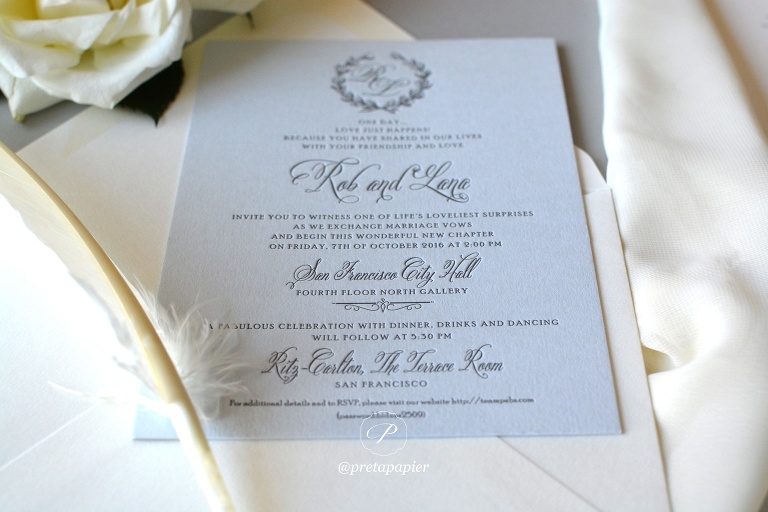 Lana and Rob blue invitation