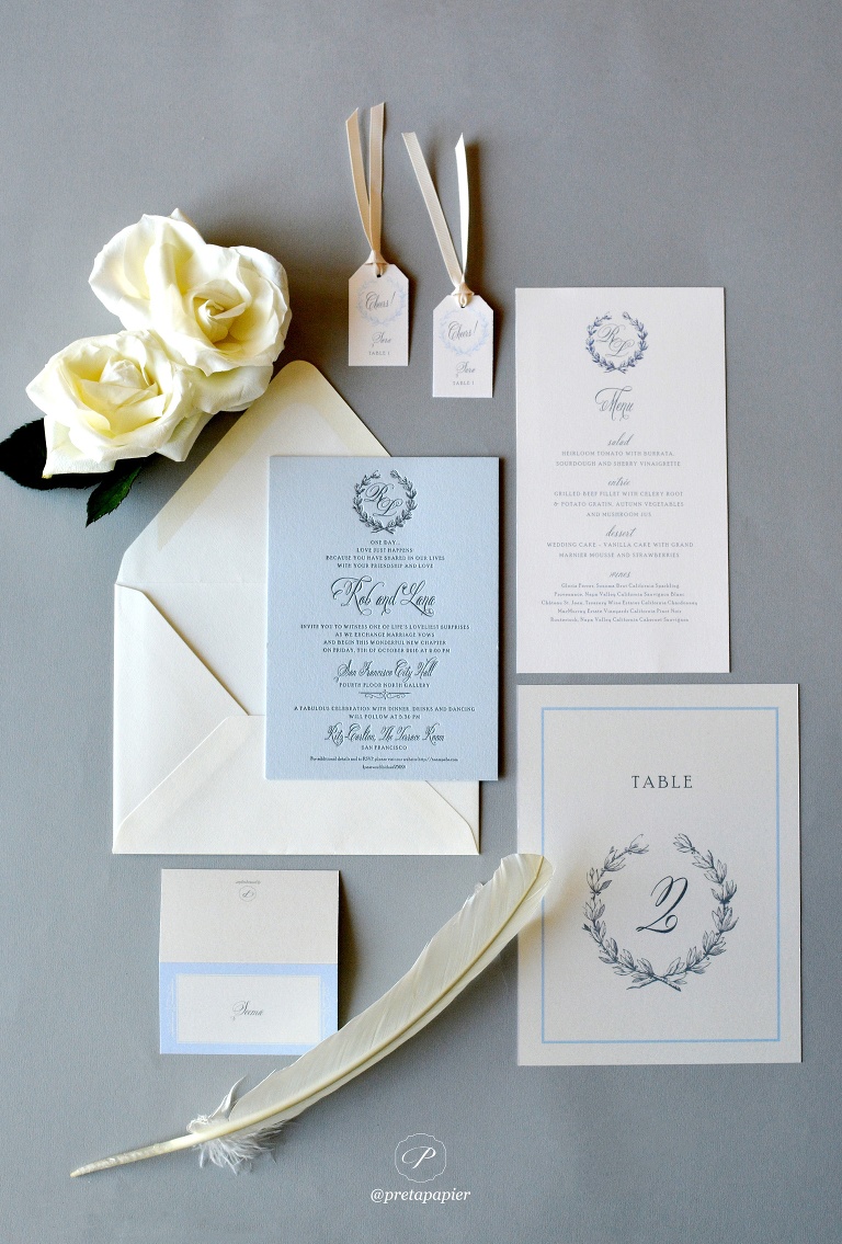 Lana and Rob blue invitation