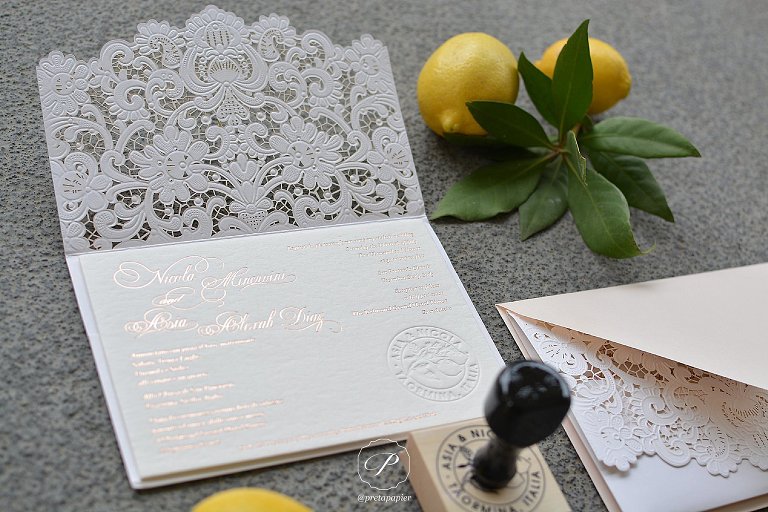 Letterpress Invitation Lace laser cut